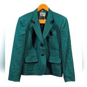 Miss Pendleton Pure Virgin Wool Blazer Green & Black Check Size 12 Vintage